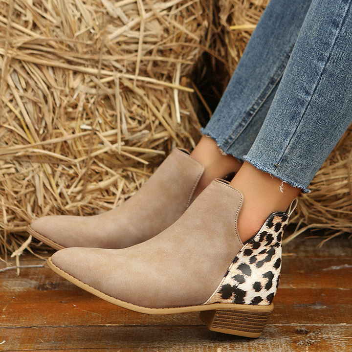 Damen nan knöchelhohe Chelsea-Ankleboots mit Leo-Fersenpaneel und niedrigem Blockabsatz Drune