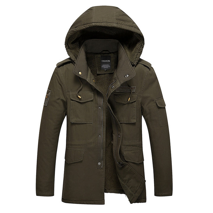 Herren Utility-Parka mit wärmender Teddyfleece-Innenlage, Kapuze und Multifunktions-Taschen Drune