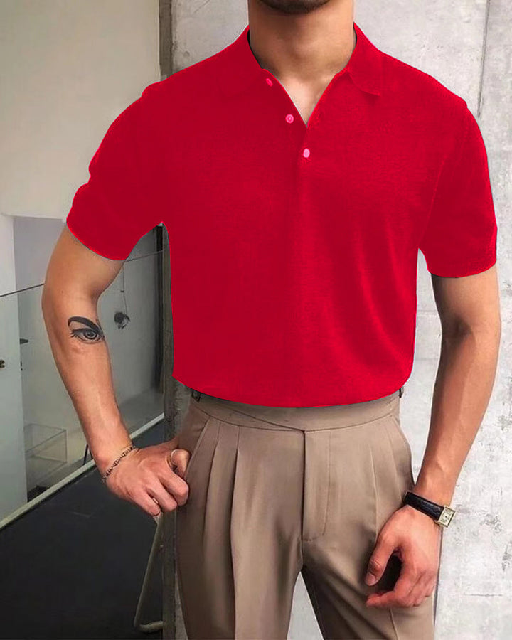Herren nan Premium-Feinstrick-Poloshirt mit offenem Hemdkragen und dezenter Knopfleiste Drune
