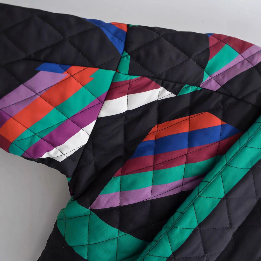 Damen nan gesteppte Kimonojacke mit geometrischem Patchwork und offener Front Drune