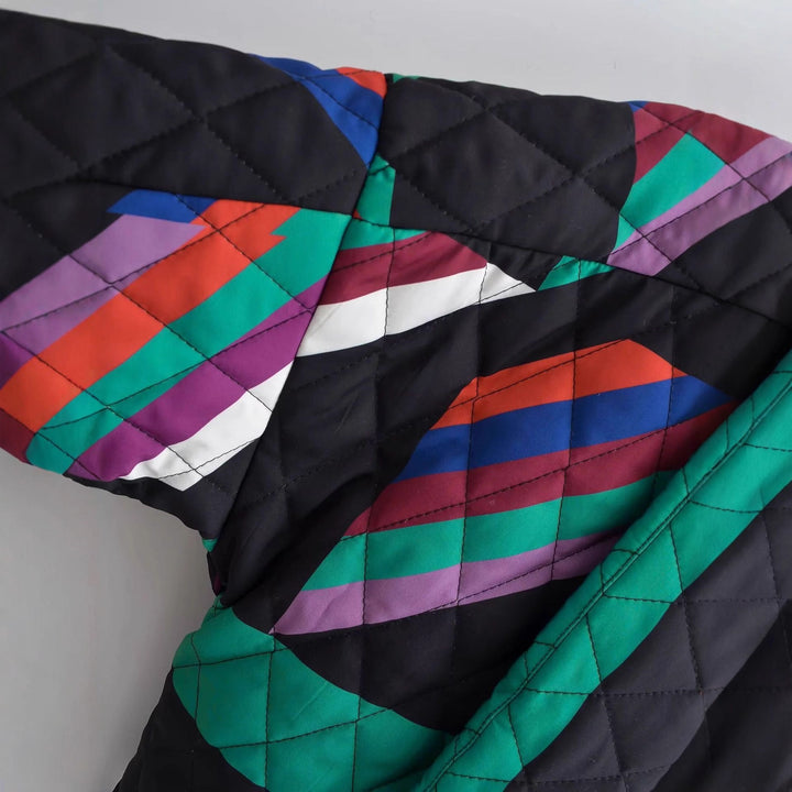 Damen nan gesteppte Kimonojacke mit geometrischem Patchwork und offener Front Drune