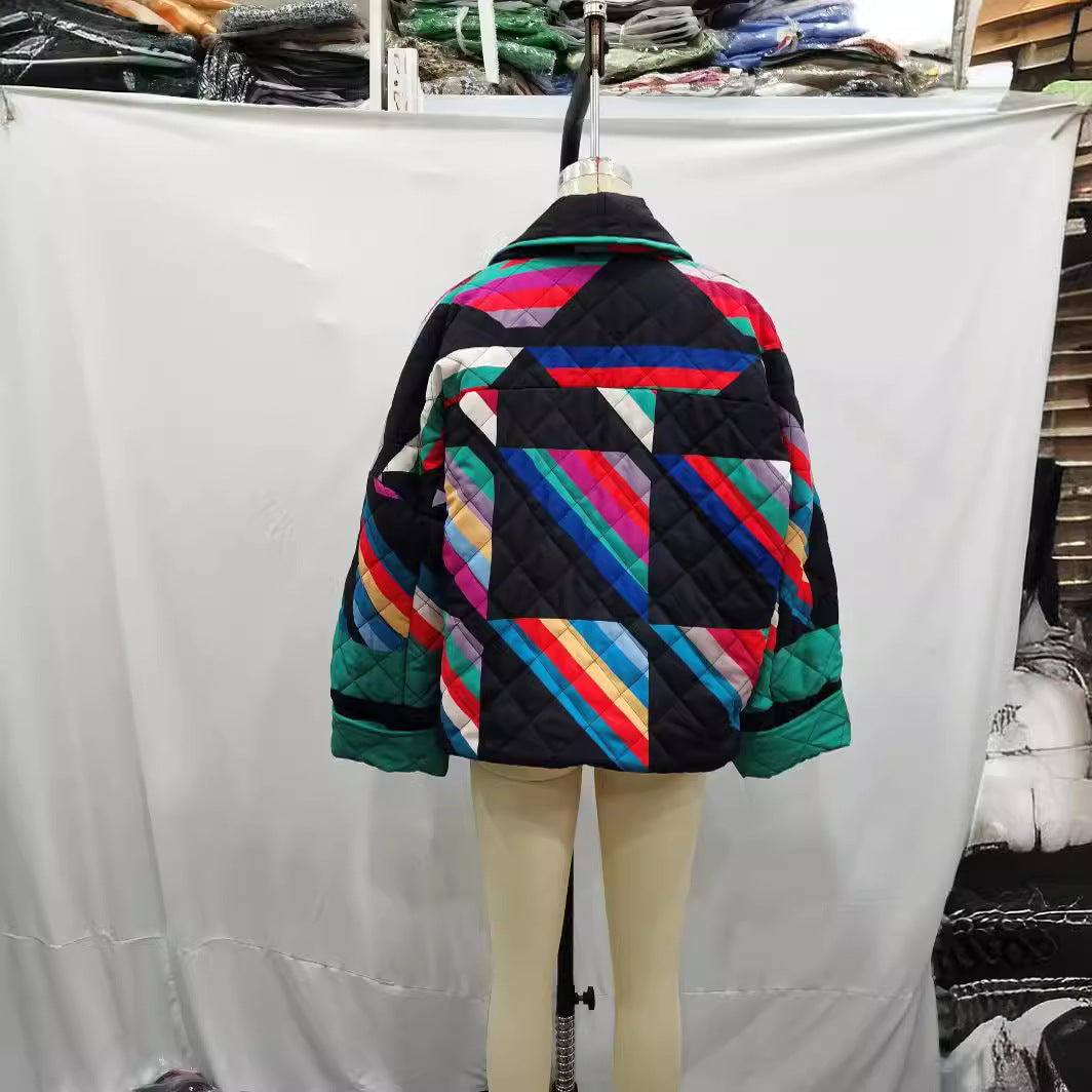 Damen nan gesteppte Oversize Kimonojacke mit grafischem Blockprint und Paspelierung Drune