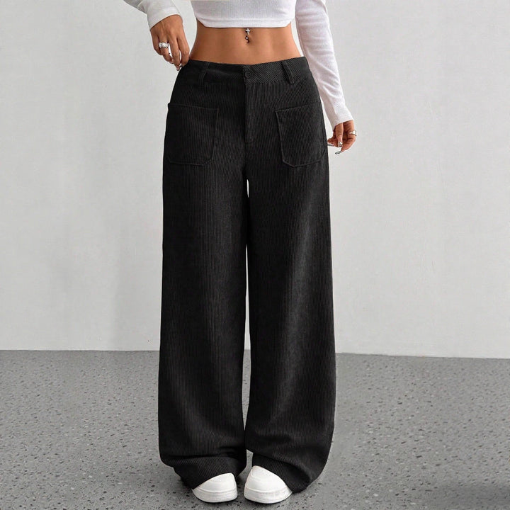 Damen Weite und bequeme Cordhose mit Taschen Drune