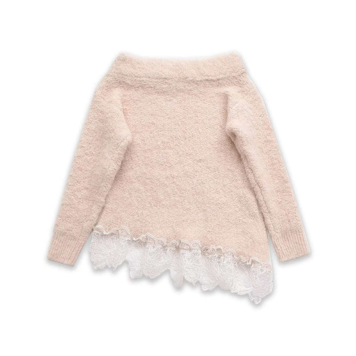 Damen Pullover mit verspieltem Spitzenabschluss Drune