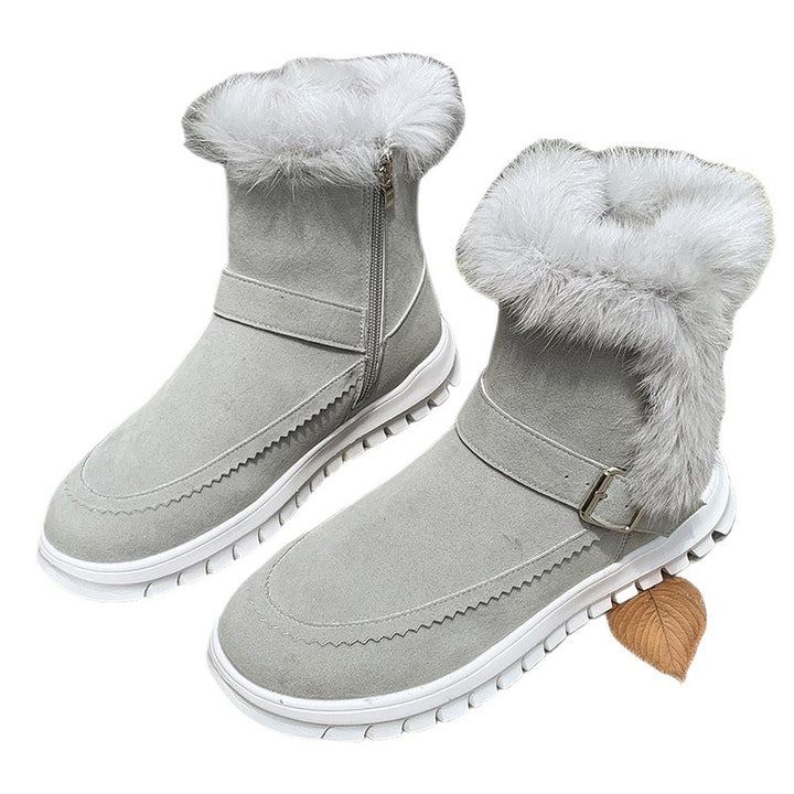 Damen Warmfutter-Stiefel mit modischem Fellbesatz Drune