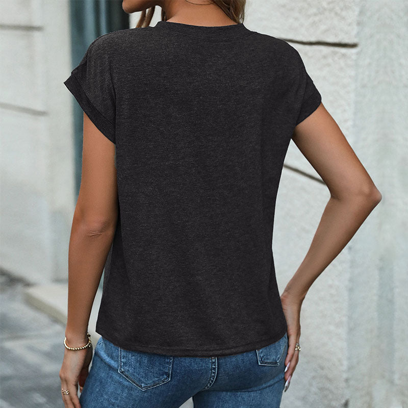 Damen T-Shirt mit Knopfleiste und lässigem Schnitt Drune