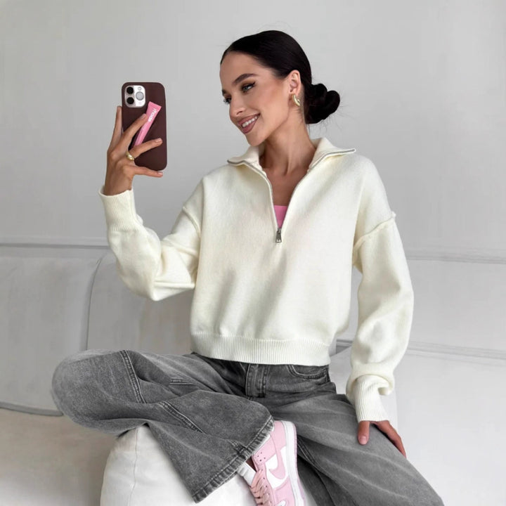 Damen Modischer Pullover mit praktischem Halbreißverschluss Drune