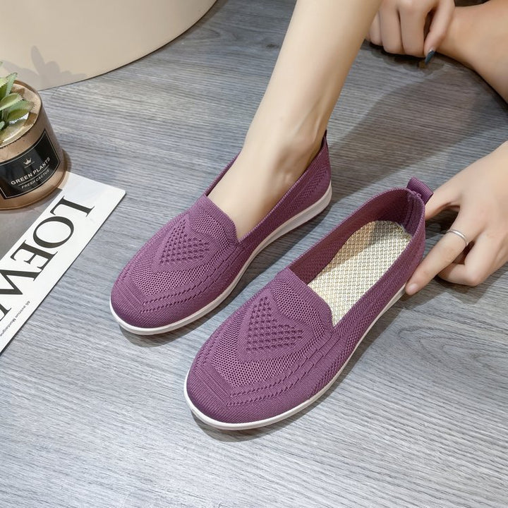 Damen bequeme Slip-On Sneakers mit atmungsaktiver Strick-Oberfläche Drune