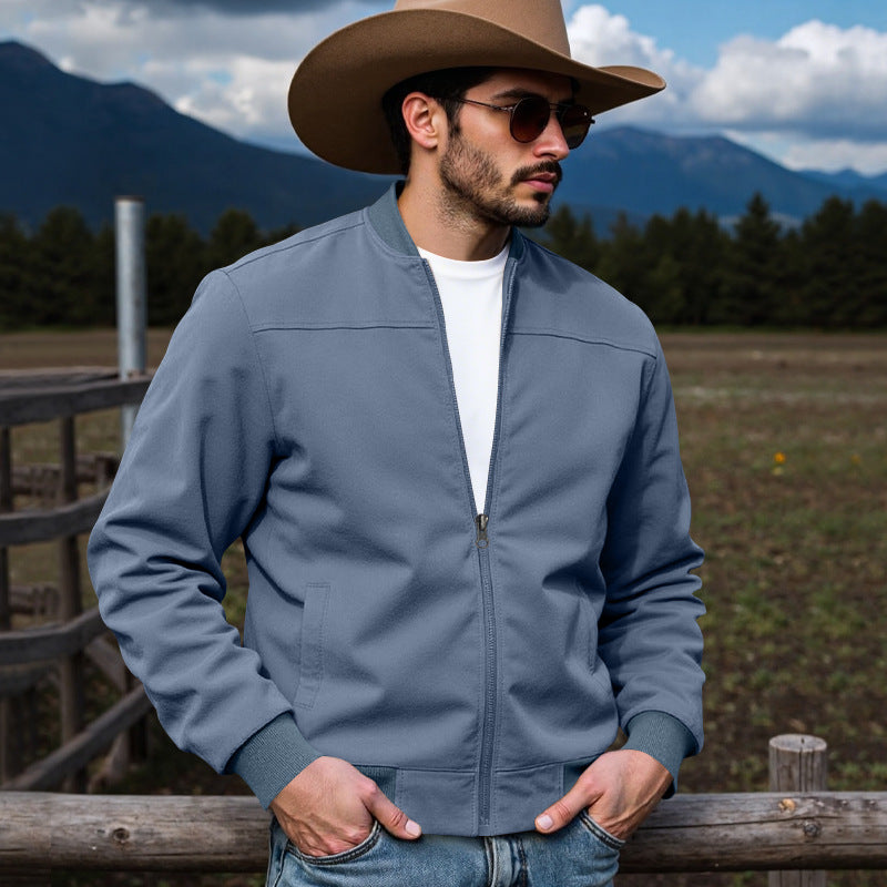 Herren Leichte Bomberjacke mit Reißverschluss, Rippbündchen & minimalistischer Nahtstruktur Drune