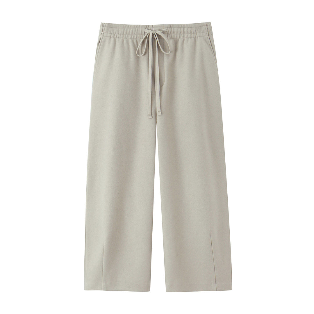 Damen 10+ weite High‑Waist Lounge‑Palazzohose mit Elastikbund und Tunnelzug Drune