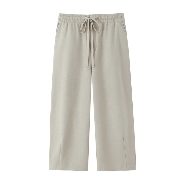 Damen 10+ weite High‑Waist Lounge‑Palazzohose mit Elastikbund und Tunnelzug Drune