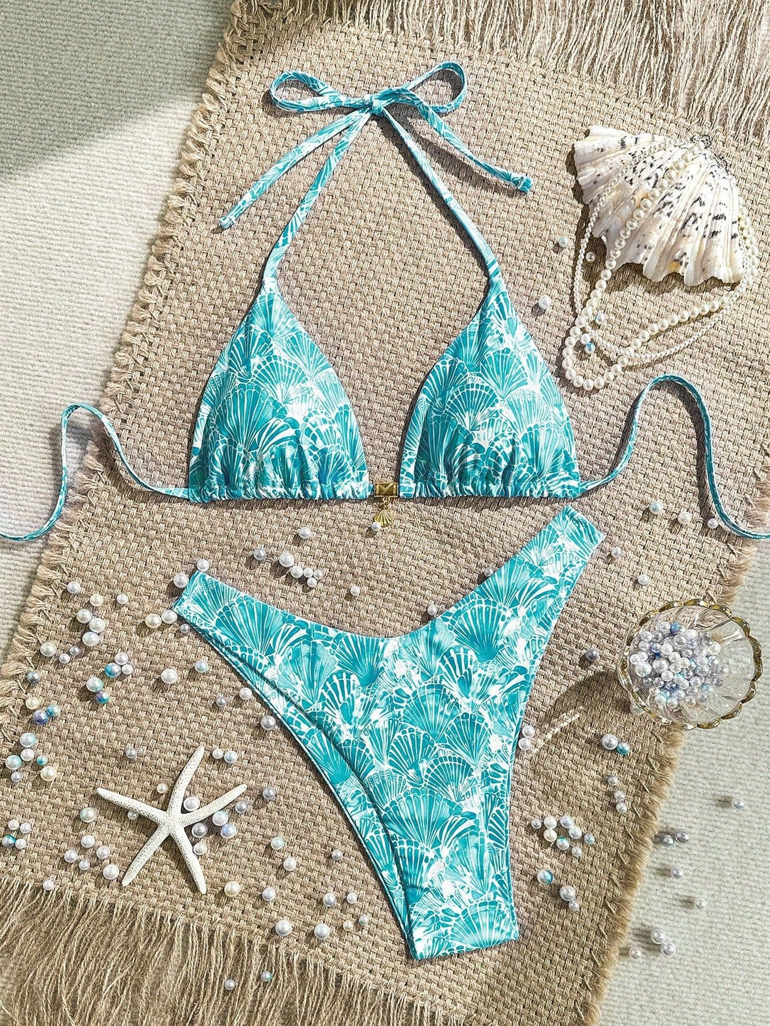 Damen Triangel-Bikini mit floralen Mustern Drune