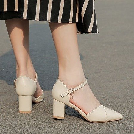 Damen elegante Halbschuhe mit modischer Schnallenverzierung und stabilen Blockabsatz Drune