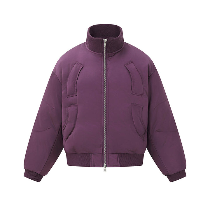Damen Kurz geschnittene wattierte Blousonjacke im Boxy‑Schnitt mit hohem Rippenkragen und markanten Eingrifftaschen Drune