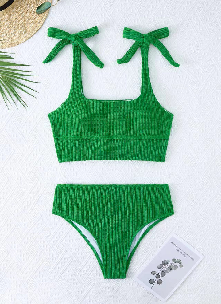 Damen Bikini-Set mit trendigem Rippdesign und verstellbaren Bindeträgern Drune