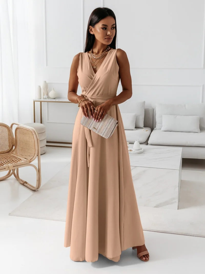 Damen Elegantes Wickel-Minikleid mit tiefem V-Ausschnitt und fließendem Stoff Drune