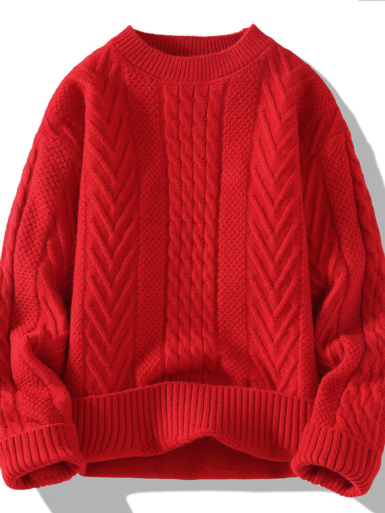 Herren Grobstrickpullover mit Zopfmuster und lässigem Schnitt Drune