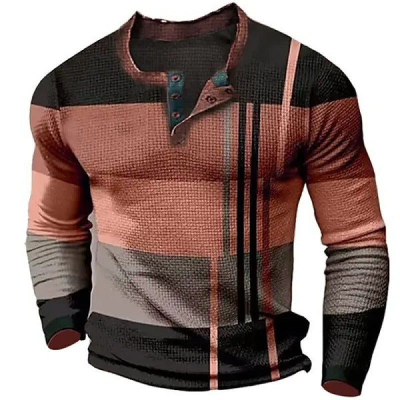 Herren Sportliches Langarmshirt mit Knopfleiste Drune