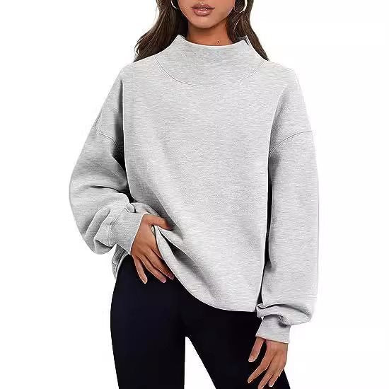 Damen Oversized Sweatshirt mit hochgeschlossenem Kragen und lässigem Schnitt Drune