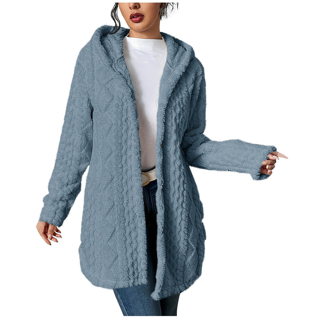Damen Kuschelige Cardiganjacke mit Kapuze aus weichem Fleece Drune