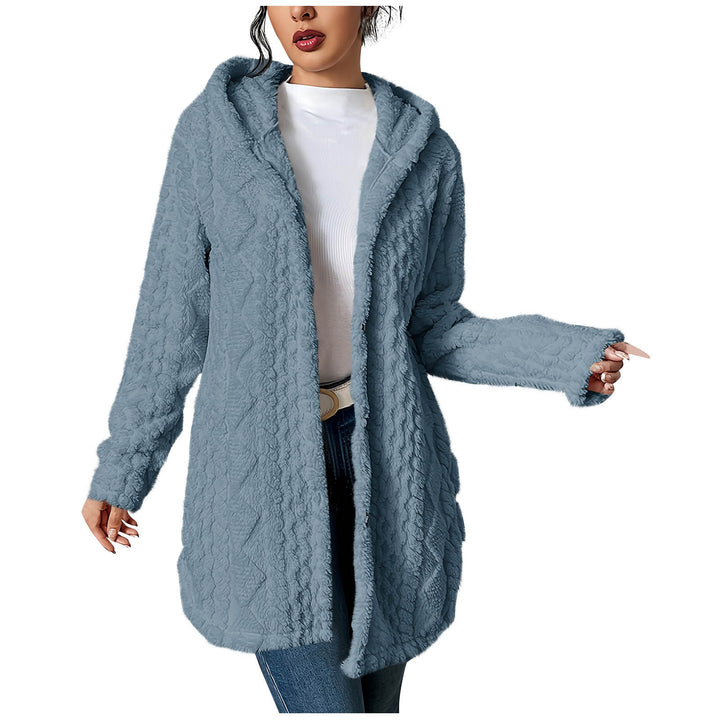 Damen Kuschelige Cardiganjacke mit Kapuze aus weichem Fleece Drune