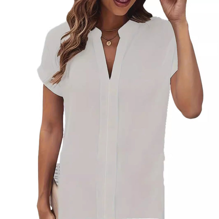 Damen Kurzarm Hemdkleid mit elegantem Stehkragen und bequemen Passform Drune