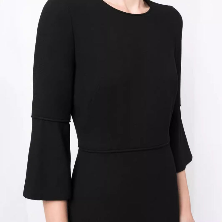 Damen Midikleid mit taillierter Silhouette und Trompetenärmeln Drune