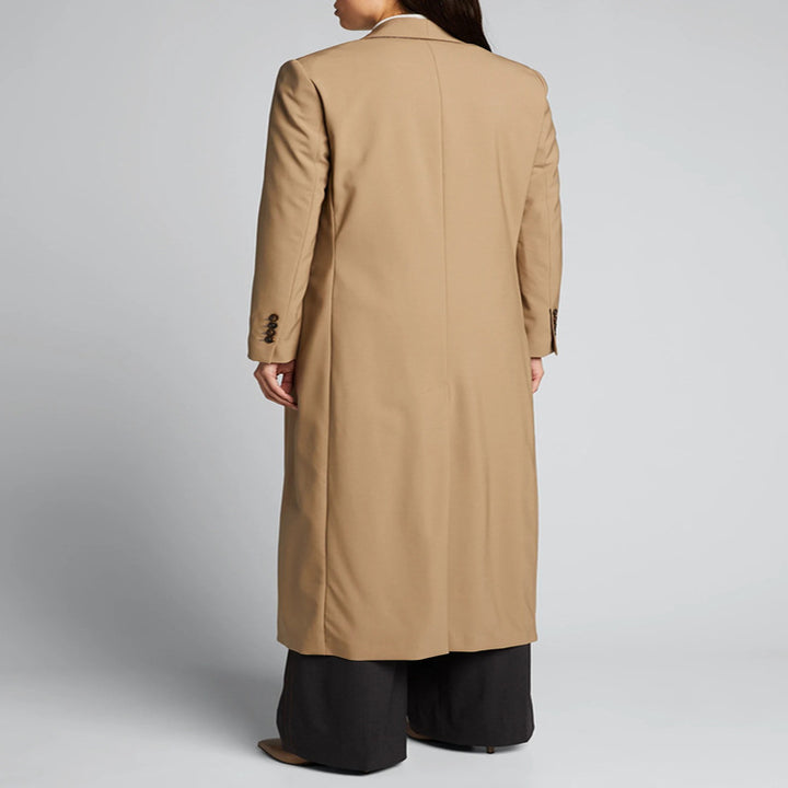 Damen Maxilanger Einreihiger Longcoat im minimalistischen Trenchstil mit weichem Fall Drune
