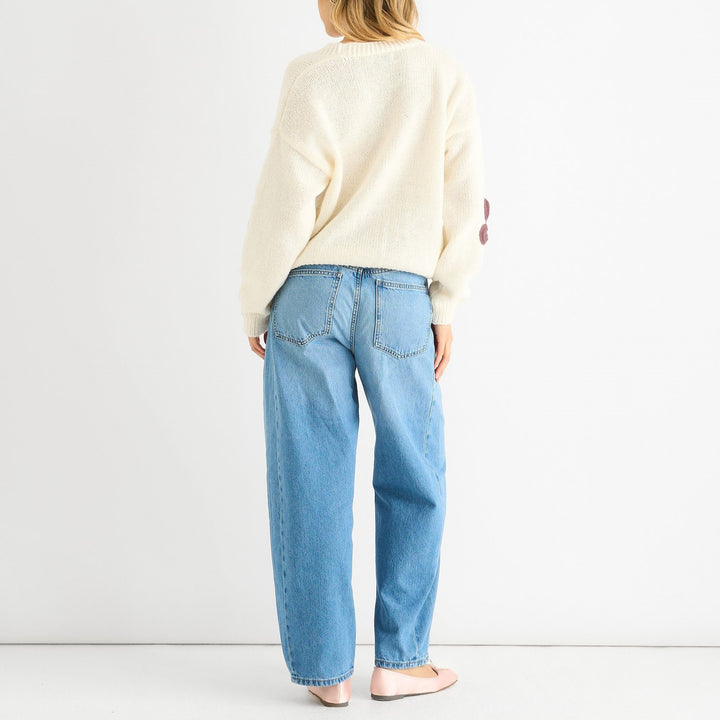 Damen Cardigan mit dreidimensionalen Blumenapplikationen und V-Ausschnitt Drune