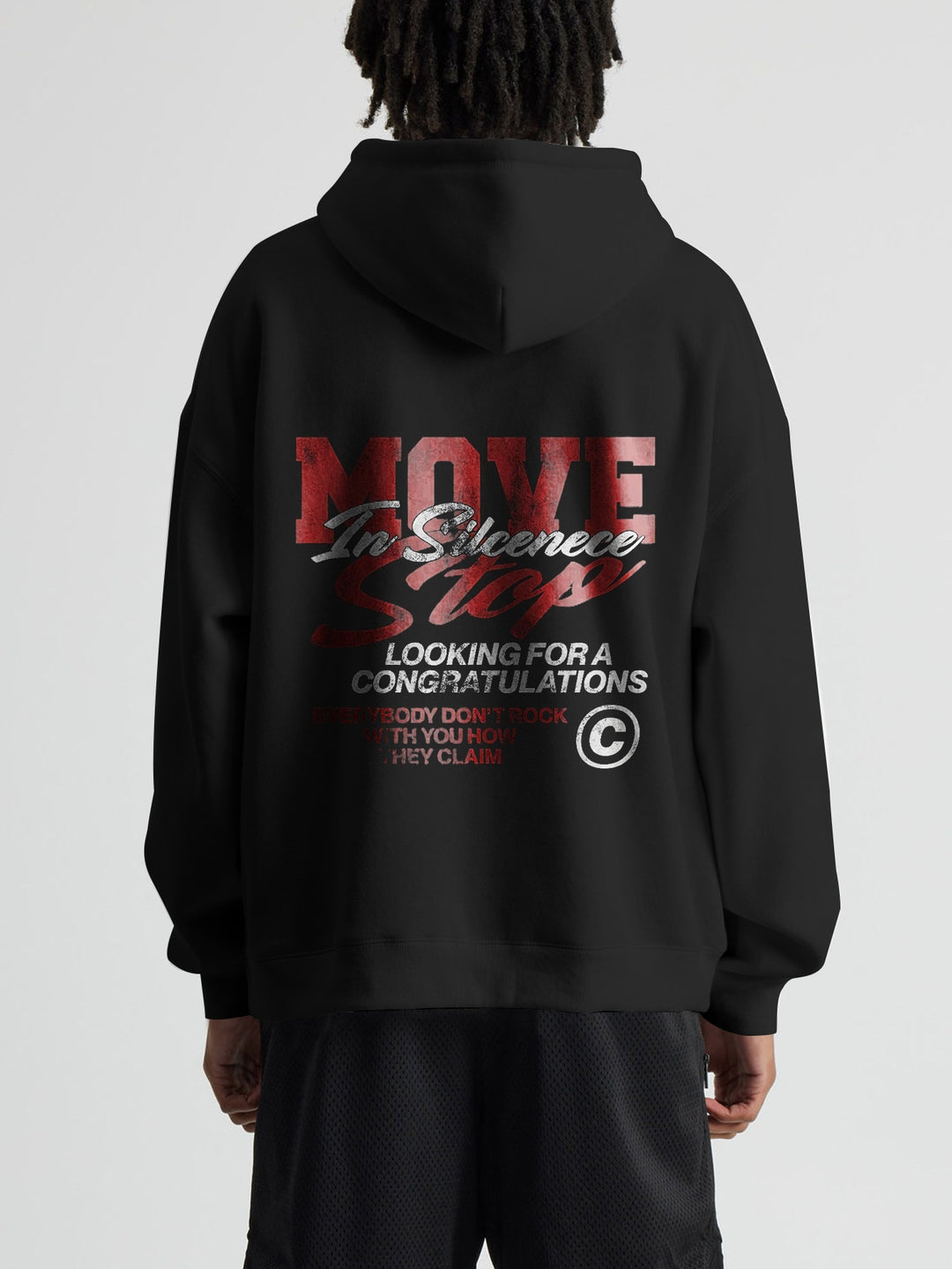 Herren Oversized T-Shirt mit großflächigem Vintage-Blumenprint und Rücken-Slogan Drune