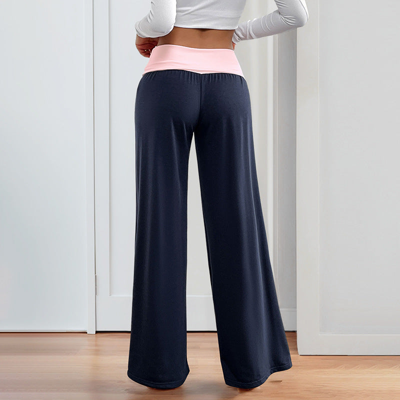 Damen Weite Palazzo‑Yogahose mit umschlagbarem Komfortbund Drune