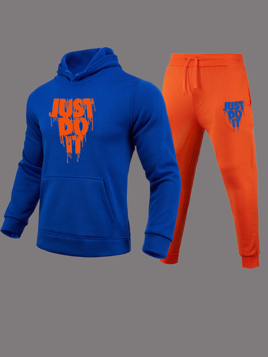 Herren Sportliches Hoodie- und Jogginghose-Set mit auffälligem Motiv und bequemer Passform Drune