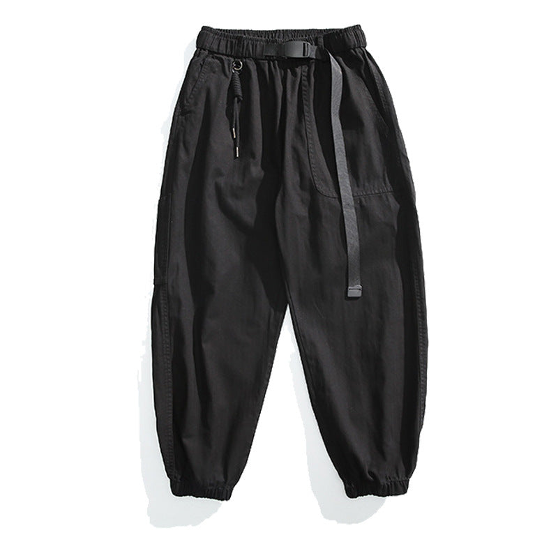 Herren Weite Canvas-Cargo-Jogginghose im Utility-Style mit elastischem Bund, integriertem Webgürtel und Bündchen Drune
