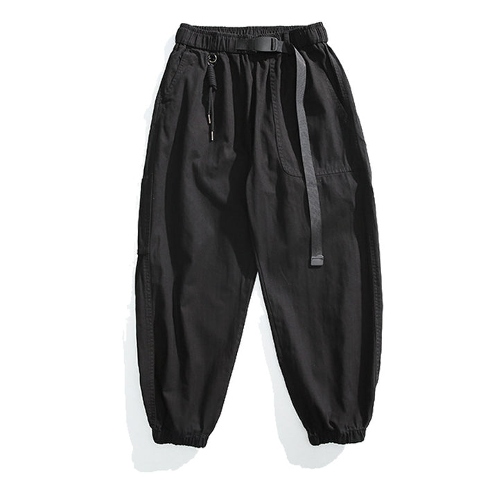 Herren Weite Canvas-Cargo-Jogginghose im Utility-Style mit elastischem Bund, integriertem Webgürtel und Bündchen Drune