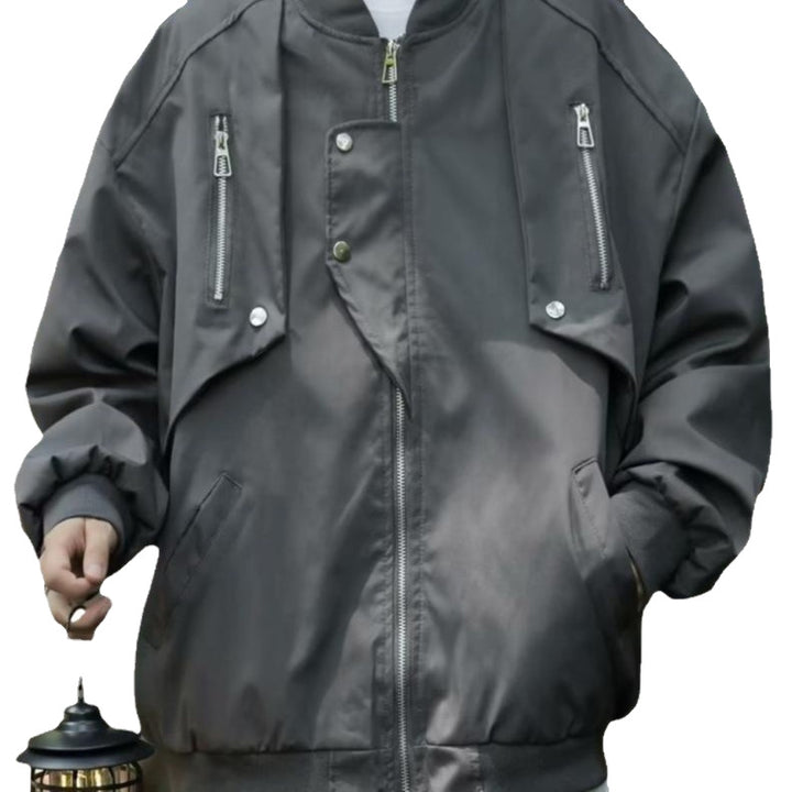Damen modische Bomberjacke mit funktionalen Reißverschlusstaschen und lockerer Passform Drune
