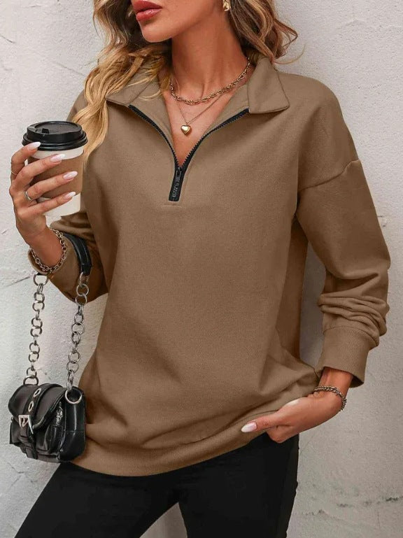 Damen Sweatshirt mit halbem Reißverschluss Drune