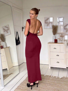 Damen Maxikleid mit tiefem Rückenausschnitt Drune
