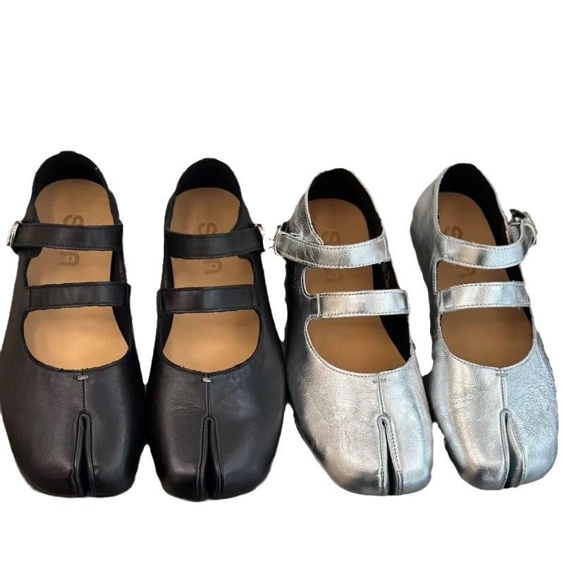 Damen verstellbare Riemen Tabi Ballerinas Drune