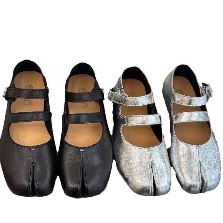 Damen verstellbare Riemen Tabi Ballerinas Drune