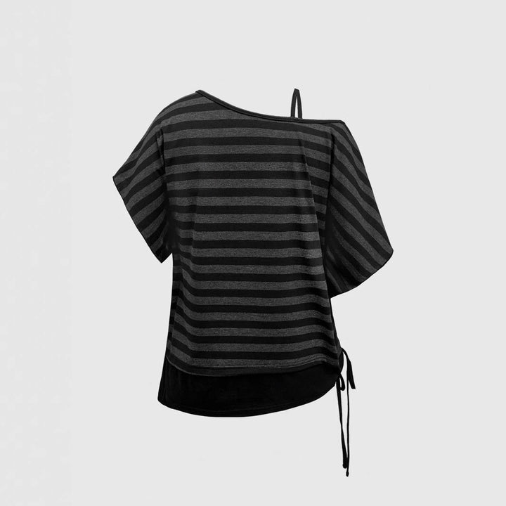 Damen Asymmetrisches Streifenoberteil mit raffiniertem Schnitt Drune