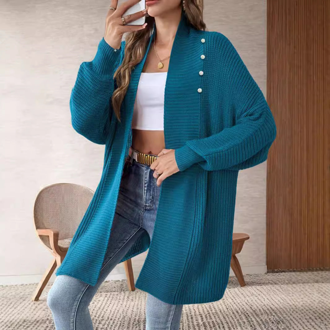 Damen Strickjacke mit perlenbesetzten Knöpfen und elegantem Design Drune
