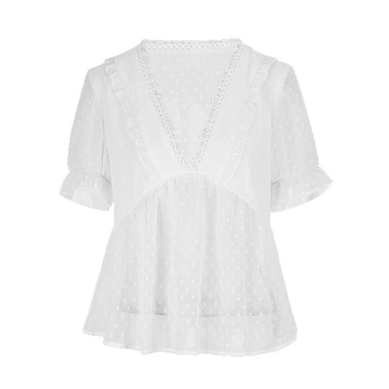 Damen Blusenshirt mit Rüschendetails und punktuellem Design Drune