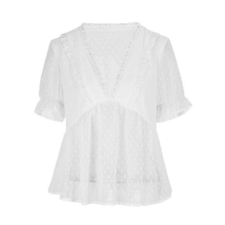 Damen Blusenshirt mit Rüschendetails und punktuellem Design Drune