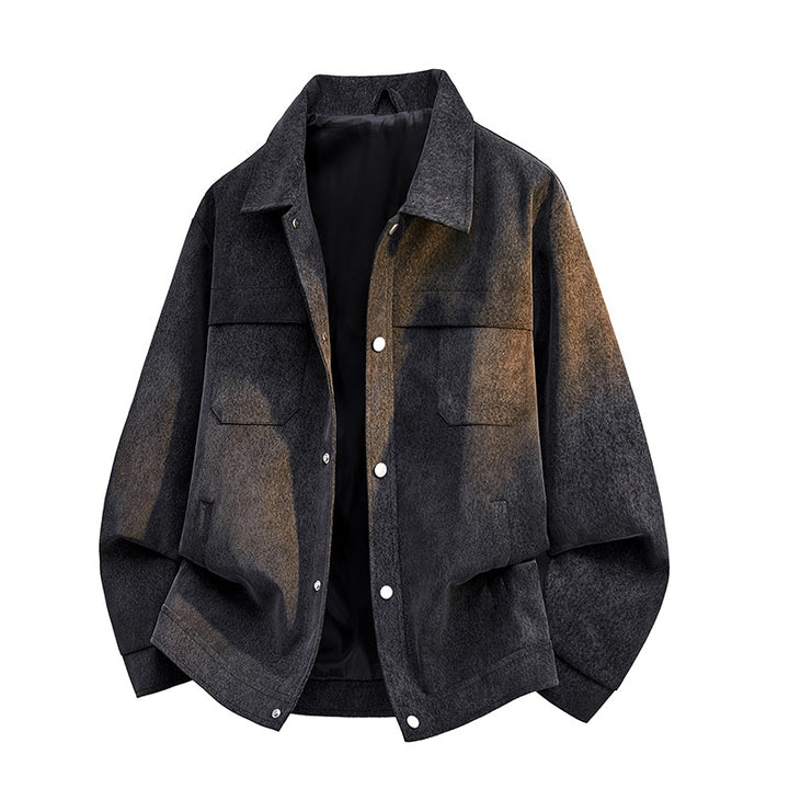 Herren Übergangs-Overshirt im Veloursleder‑Look mit Brustklappen, wärmender Futterlage & verdeckter Druckknopfleiste Drune