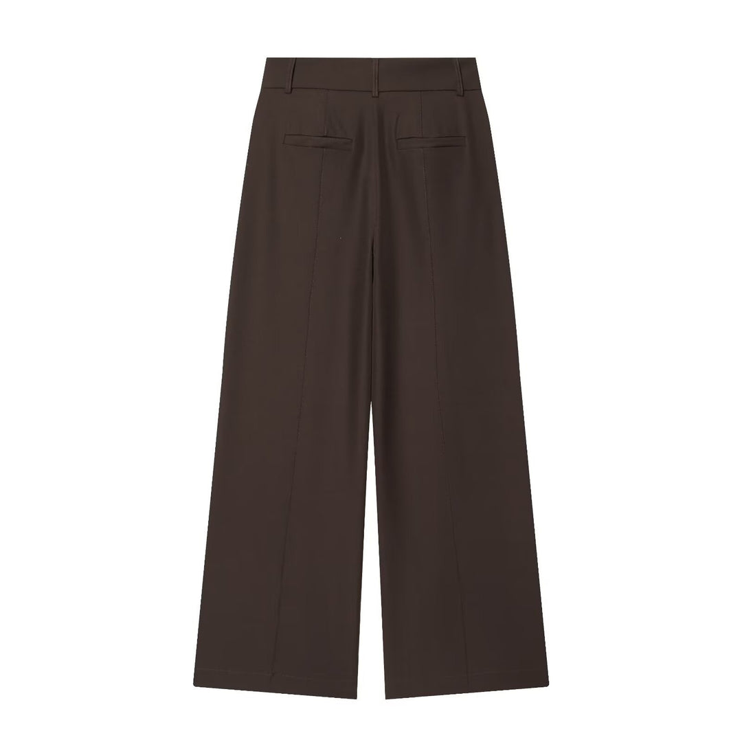 Damen weite Anzughose mit hoher Taille und Falten Drune