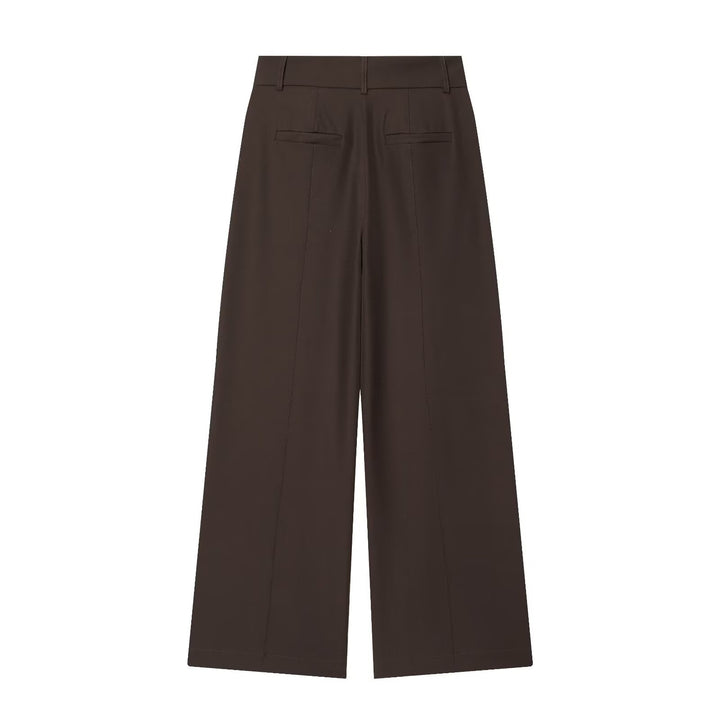 Damen weite Anzughose mit hoher Taille und Falten Drune
