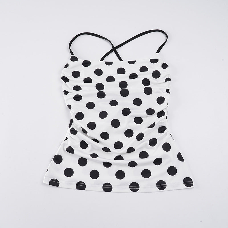 Damen Polka-Dot Oberteil mit raffiniertem Raffungselement Drune
