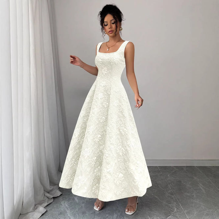 Damen Elegantes Maxikleid mit floralem Design und Quadrat-Ausschnitt Drune