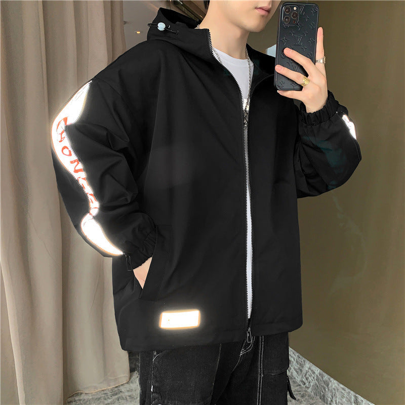 Herren Leichtgewichtige Kapuzenjacke im Oversize-Sportstyle mit Ärmel-Reißverschlüssen Drune