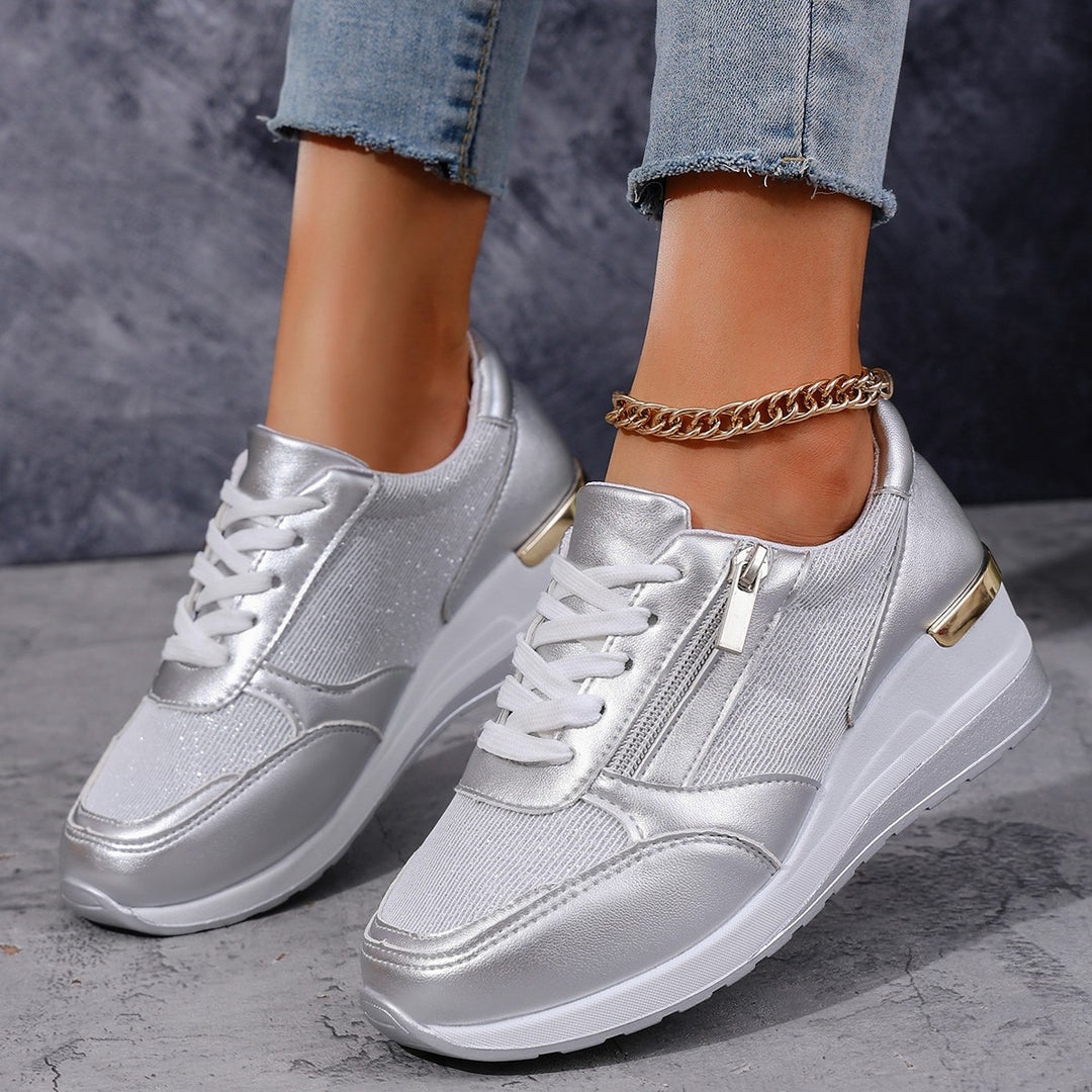Damen Plateau-Sneaker mit Keilabsatz und Reißverschluss Drune